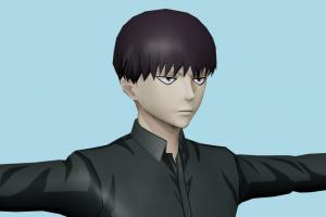 Kuki Urie Tokyo-Ghoul, male, man, people, human, xna, characters, rigged